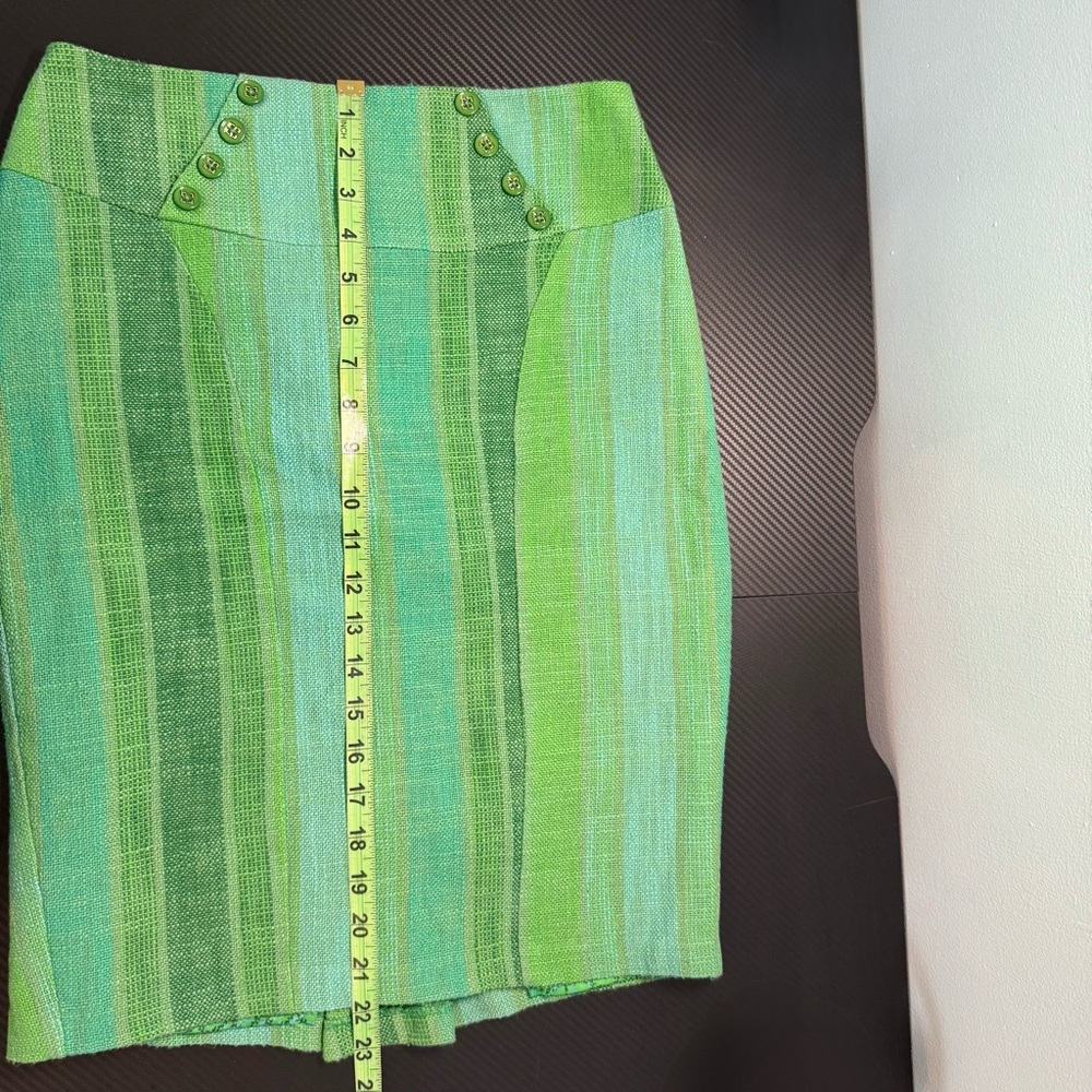 Sold- Eva Franco Green Striped Pencil Skirt Sz S - Picture 11 of 12
